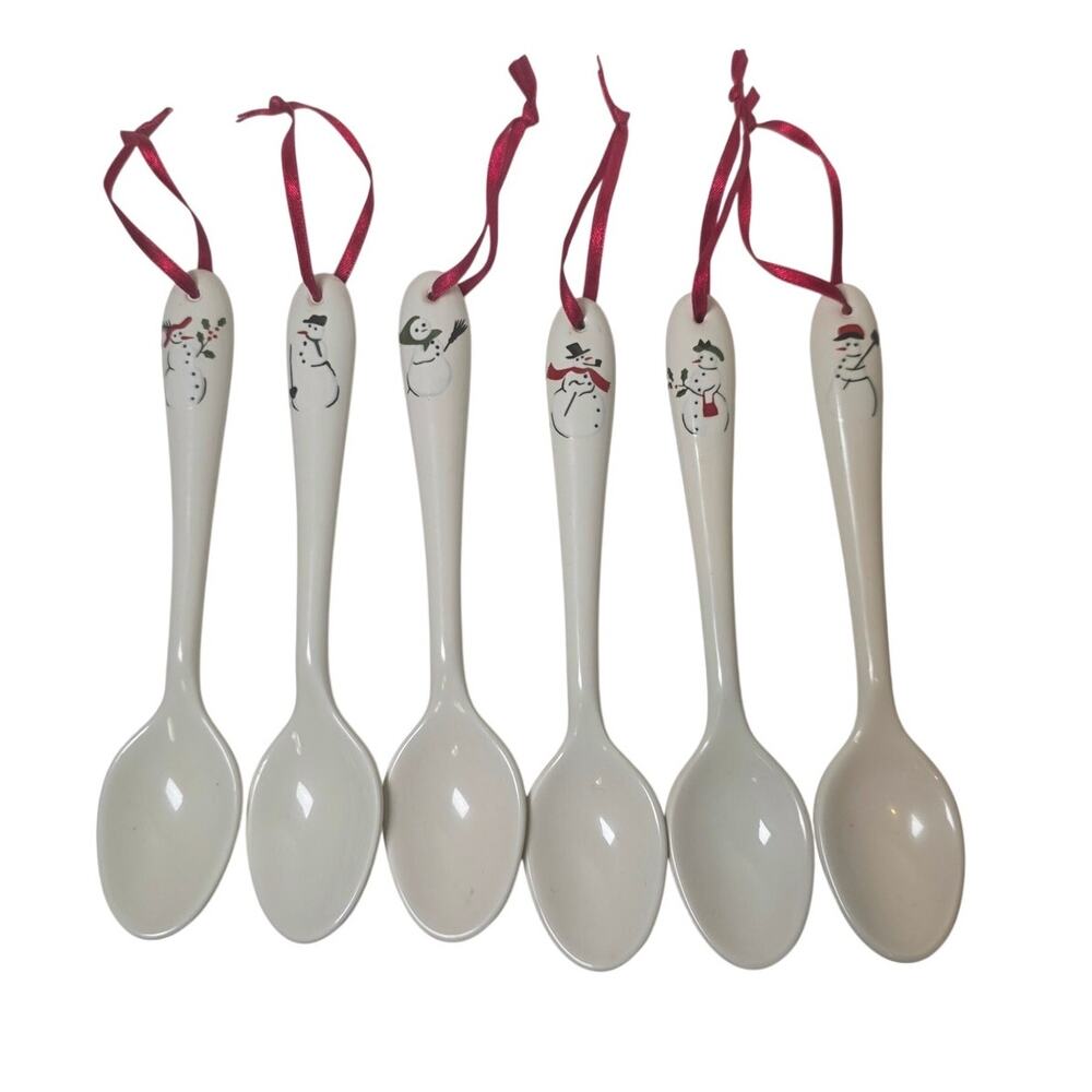 Williams Sonoma Snowman Spoon Ornaments Set of 6 Christmas Holiday